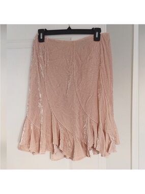 Moda International Blush Pink Velvet Ruffled Skirt